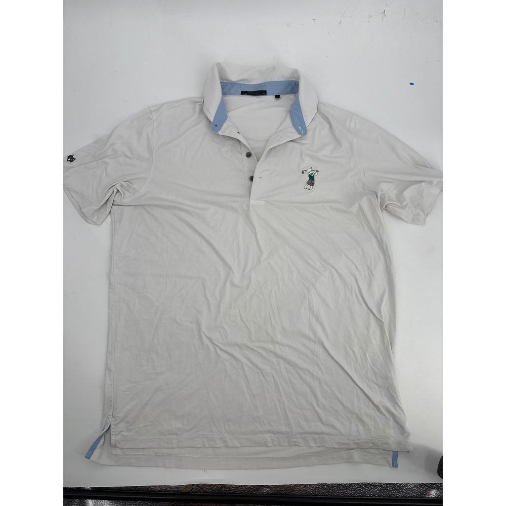 Greyson Clothiers Mens Golf Polo Shirt Gray Blue XL Wolf Logo Performance